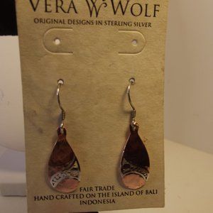 Vera Wolf Designs Earrings - 925 Sterling Silver with Copper -- Pierced